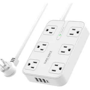 6-Outlet Power Strip with USB C -  Surge Protector, 4 USB Ports, 1050J, 6FT Flat Plug Extension Cord, Wall Mountable, ETL Listed - Desktop Charging Station for Home, Office, Dorm Essentials