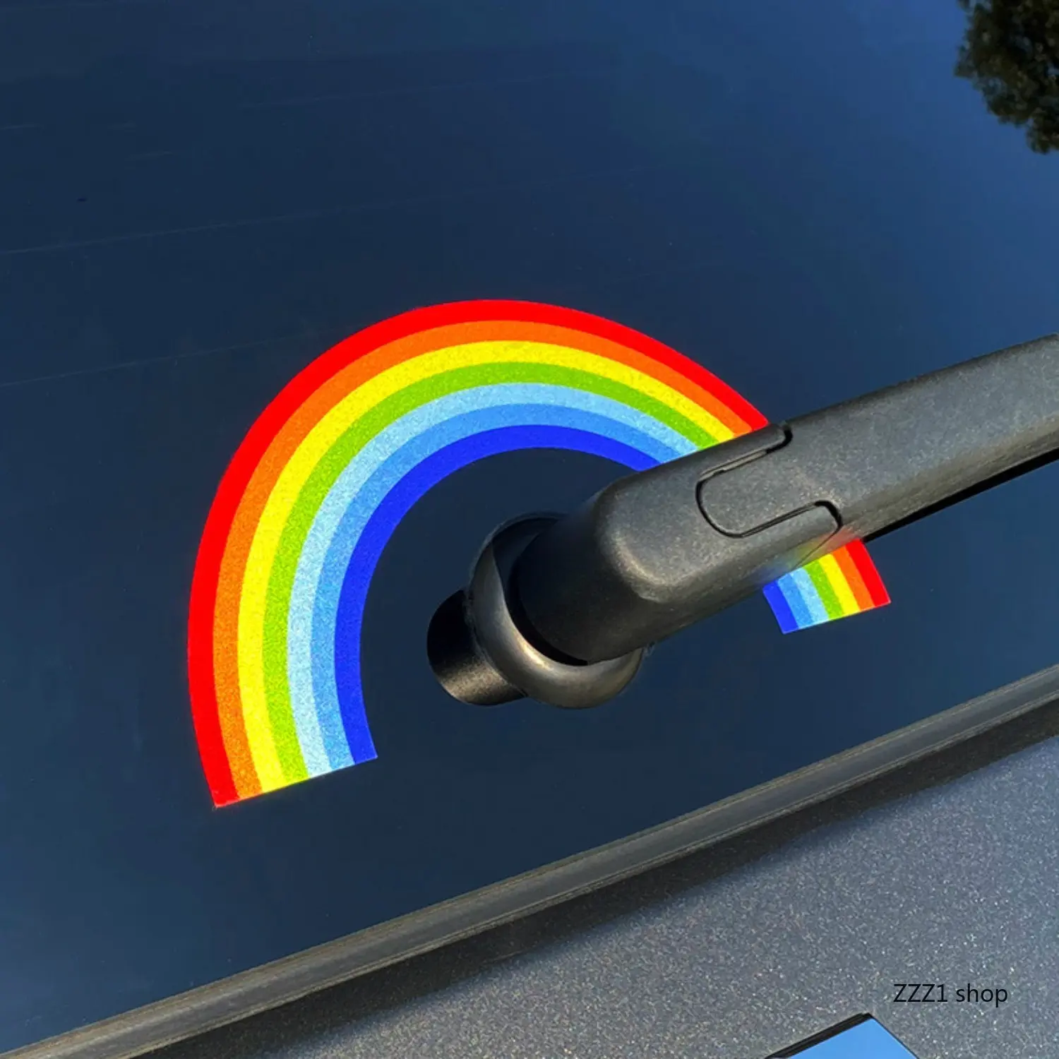 Funny Rainbow Moving Arm Car Wiper Decal, Waterproof Vinyl Sticker for Vehicles, Reflective Exterior Accessory for Women & Kids, Other, Accessories For Women, Accent
