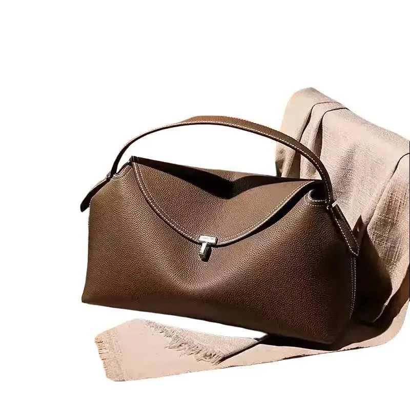 Sweden's Niche TOTEME 2026 Spring & Summer New Fashion Light Luxury Shoulder Bag - Soft Commuter Tote with Adjustable Strap, Detachable Sash, and Cotton Lining - Available in Deep
