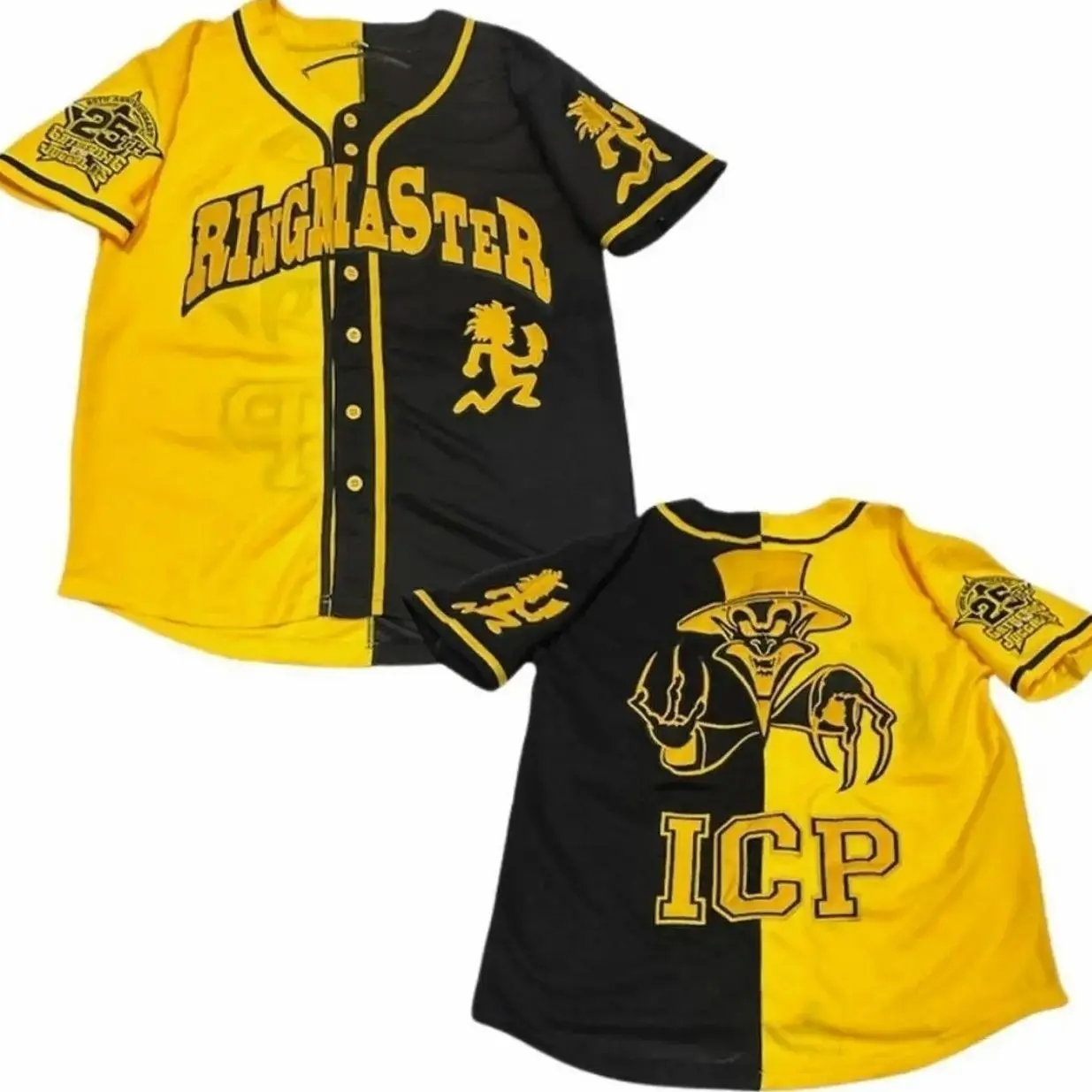 ICP Split Colors Ringmaster Baseball Jersey - 100% Polyester, V-neck, Breathable, Soft, Lightweight, Stretchable, Sizes S to 5XL