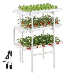 VEVOR Hydroponics Growing System Kit, 3-Tier 108 Sites UPVC Pipe Hydroponic Grow Kit with Timed Irrigation, Sun & Light Blocking Pipes, Indoor Home Garden Vegetable Planting Grow Kits for Fruit Herb