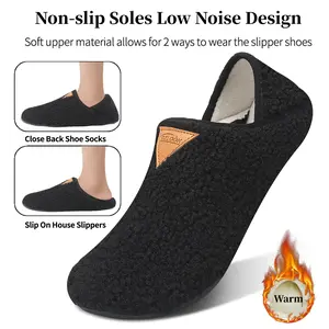 Women's Men's Fuzzy Fur Slippers Casual House Shoes Non Slip Barefoot Slipper Socks Warm Closed Back Indoor Outdoor Shoes Footwear Cold Weather