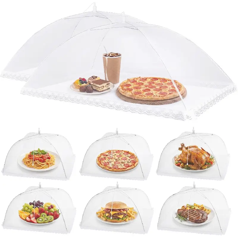 8 Pack 2 Size Mesh Food Covers for Outside, 2 Jumbo and 6 Large Cake Cover Net for Indoor/Outdoor, Picnic Accessories Fruit Cover Tent Keeping Out Flies Bugs Mosquitos