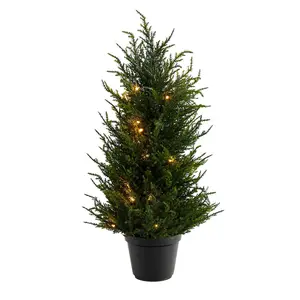 18” Cedar Artificial Tree with LED Lights UV Resistant (Indoor/Outdoor)