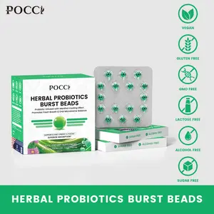 Pocci Extra Cool Mint Liposomal Lymphatic Drainage Probiotic Burst Beads - Edible Dietary Herbal Medicine (50g) Adult Oral Wellness Supplement, 80 Count, for Fresh Breath, Oral Microbiome Balance, Healthy Lymphatic Circulation