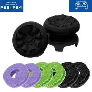 Precision Rings Aim Boost Kit with Purple-Black Crystal Silicone Thumbsticks, Compatible with PlayStation 5 (PS5) & PlayStation 4 (PS4) Controller Accessories