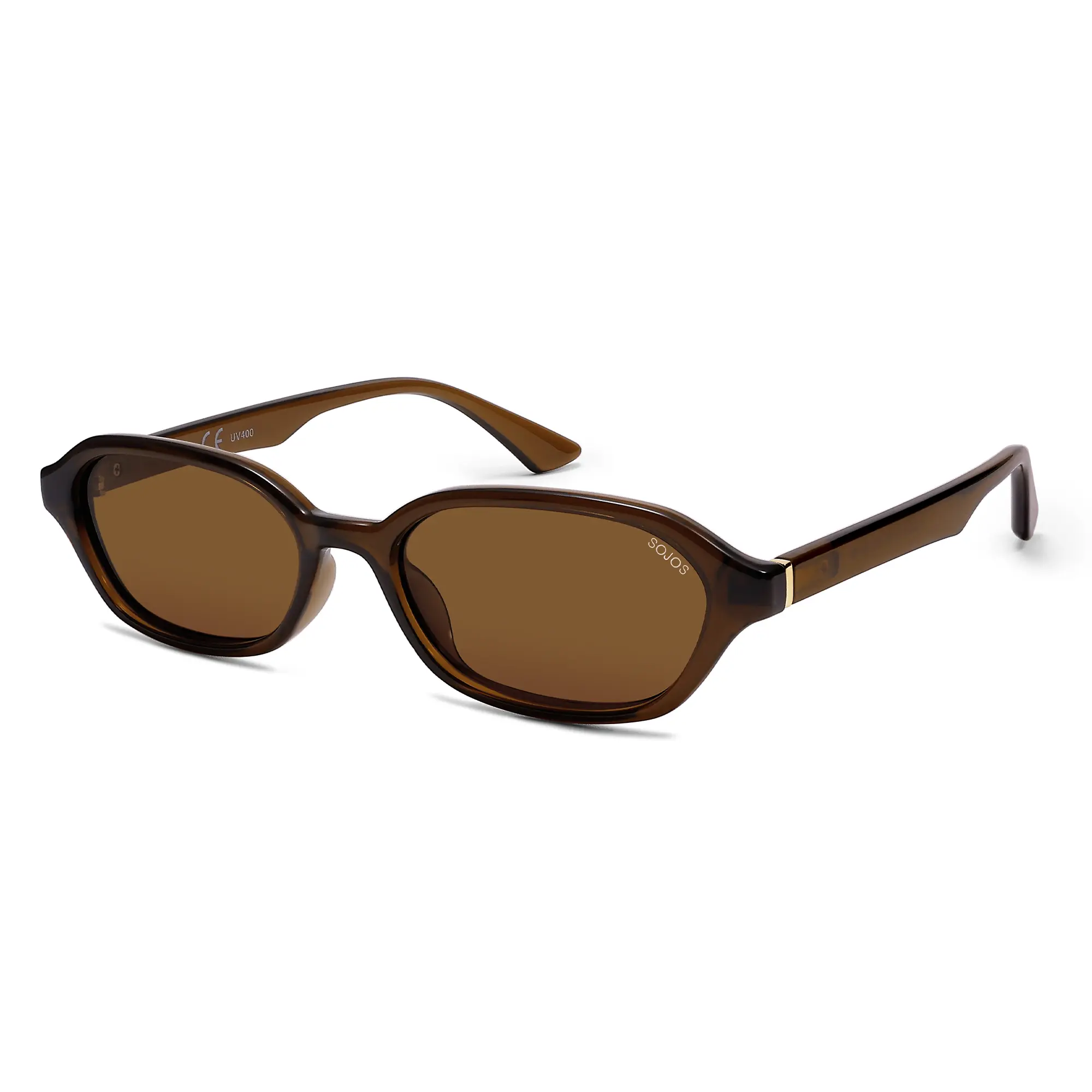 SOJOS Retro Rectangle Polarized Sunglasses for Women Men Trendy Hexagon Narrow Chic Y2K Sunnies