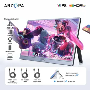 ARZOPA 16.1'' Portable Monitor | 100% sRGB | 144Hz&60Hz | 1080P FHD | External Second Screen |for Laptop,PC,PS5,Xbox,Switch