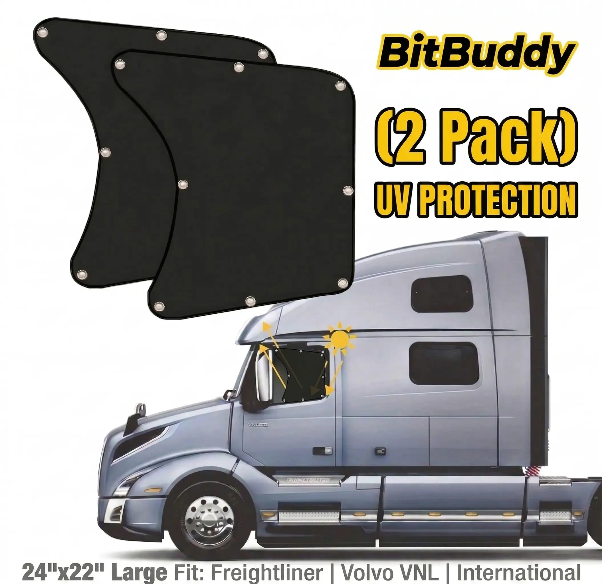 2 Pcs Semi Trucks Window Shades, Side Window Sunshade for Truck with Suction Cups, 20"x23" for Volvo VNL, International Trucks, Freightliner Semi-Trailer Sunshade Accessories