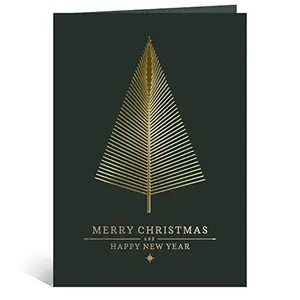 Gold Foil Christmas Greeting Cards- Green