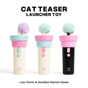 Cat Teaser Launcher Toy - Lazy Owner & Goodbye Manual Hassle - Interactive Cat Toy with Soft Pom-Poms for Fun Play Stainless Steel Automatic Water Dispenser pet slow feeder bowl food maker nospill feeding elevated