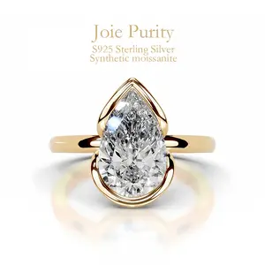 2CT Pear-Shaped Cut D Color Moissanite Women's Fashion Wedding Ring, S925 Silver, Hypoallergenic & Tarnish-Free Luxury Jewelry with Premium Gift Box, Perfect Gift for Her