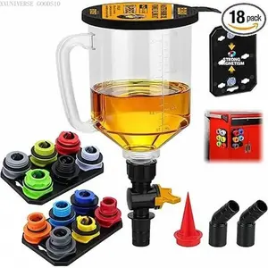 Engine Oil Funnel Kit, 1.5L Automotive Coolant Funnel Set, 12 Adapters, Elbow Fitting, Arrow Screen and Magnetic Storage Tray, Compatible with EtcXXUNIVERSE GOODS10