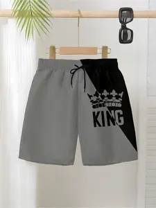 New 3D Printed Crown Pattern Shorts, Daily Casual Shorts, Street Style Summer Pants, Casual Fitted Drawstring Waist