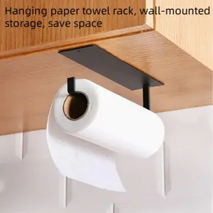 Hanging Paper Towel Holder, Kitchen Cabinet Lower Shelf Storage Rack, No-Drill Iron Art Napkin Roll Dispenser, Home Kitchen Supplies, Bathroom Accessories Organizer