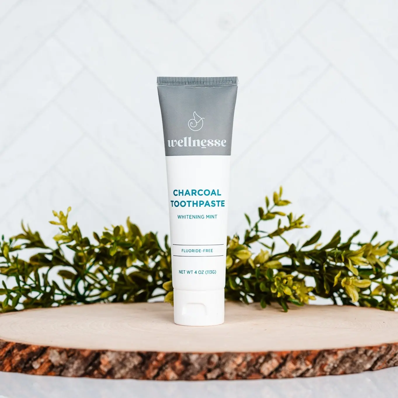 Wellnesse | Charcoal Toothpaste - Whitening Toothpaste, Flouride-Free, Suitable for All Ages