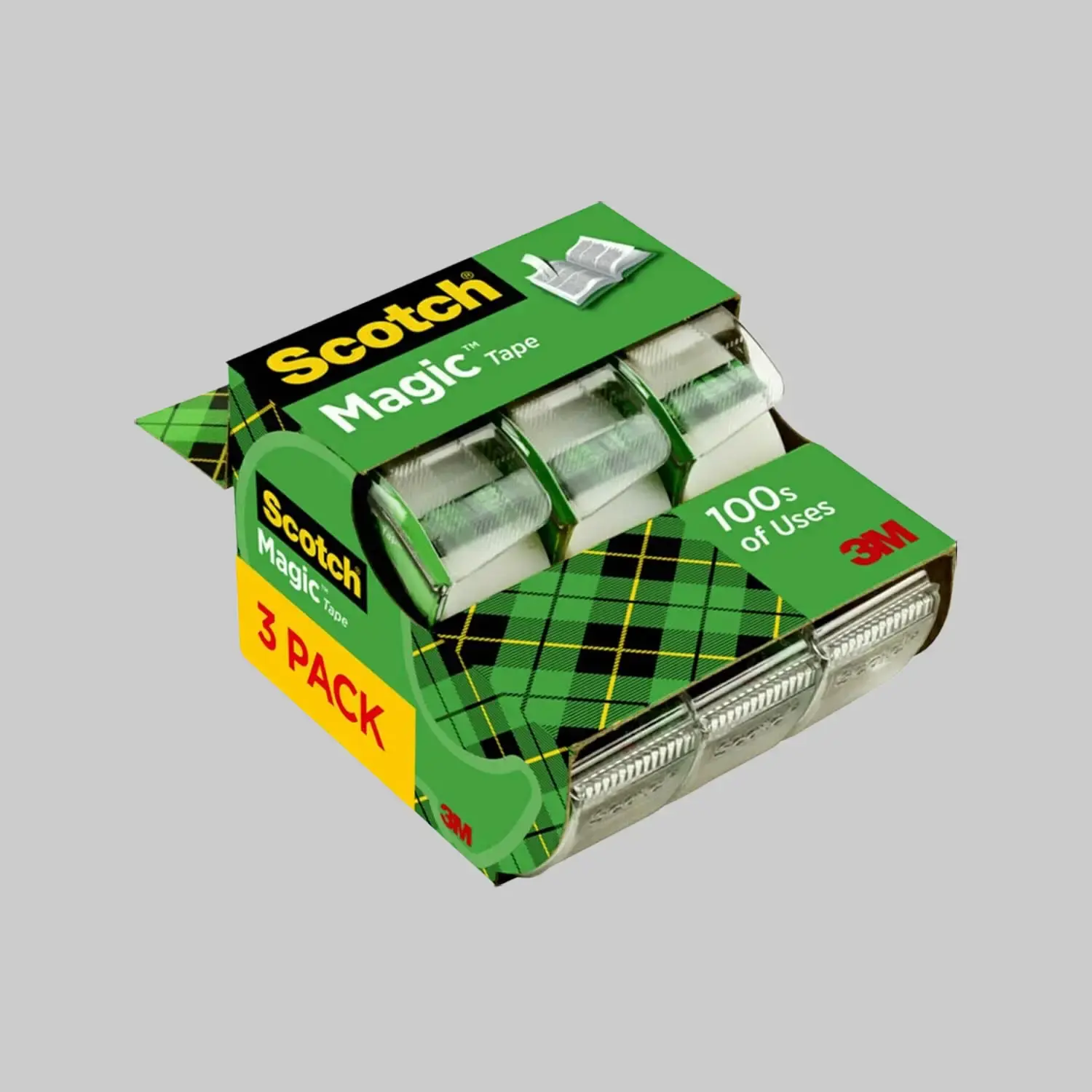 Magic Tape, 3 Dispensered Rolls, Numerous Applications, Invisible, Clear Tape Engineered for Repairing, 3/4 x 300 Inches