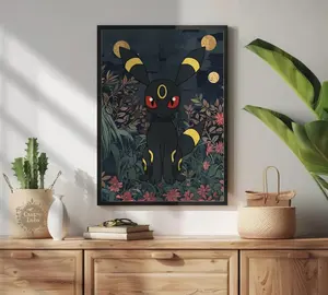 [Unframed Poster] Umbreon: Japanese Tapestry Style Anime Poster - Printable Wal