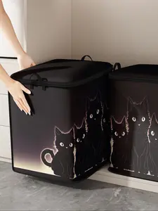 Cat Print Thick Blanket Storage Bag, Cute and Practical Kids Bedding Organizer, Durable Material with Handle, Perfect for Home Use, Space Saving Bags