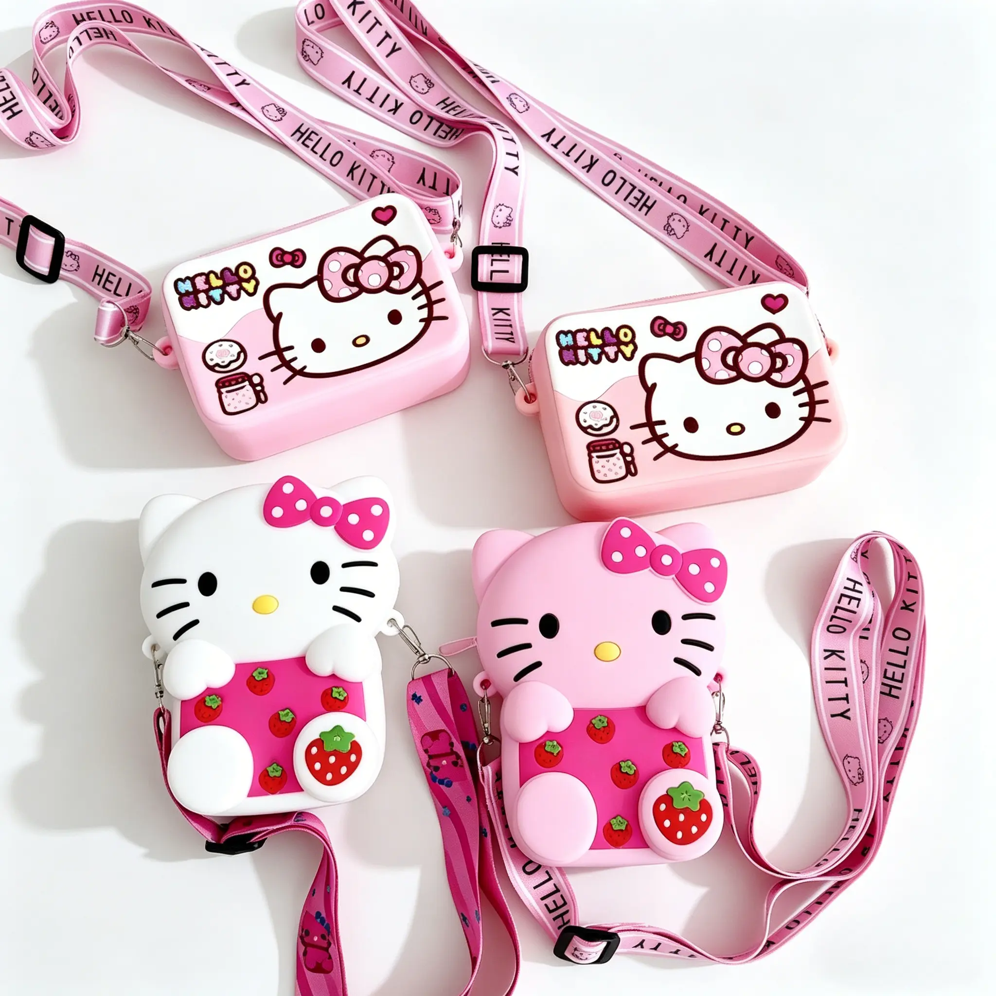 Sanrio Hello Kitty Silicone Shoulder Bag, Cute Cartoon Crossbody Purse, Soft Silicone Casual Handbag for Girls Teens Daily Outing
