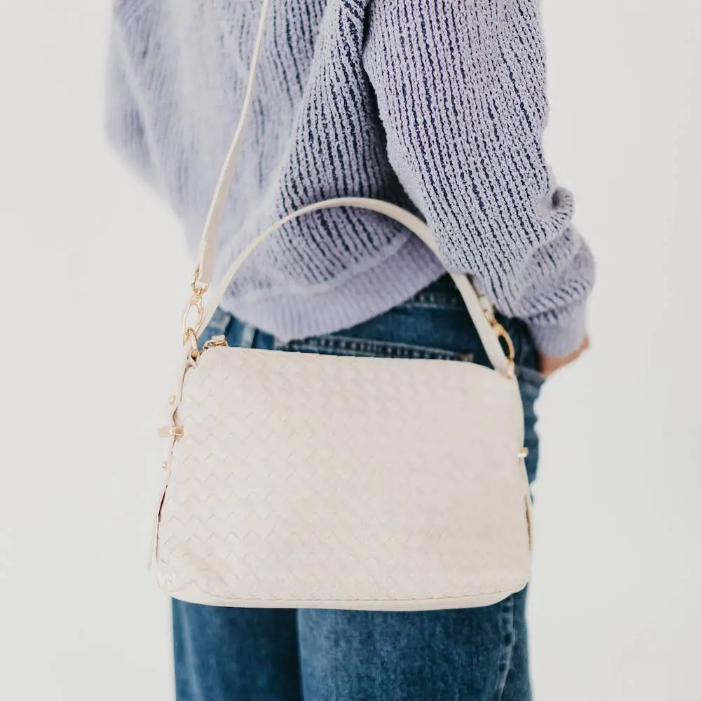 Cream Harper Hobo Woven Shoulder Bag