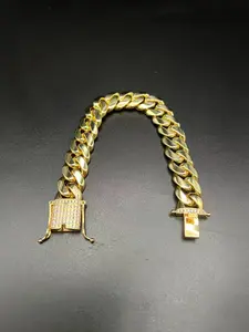 Men's Miami Hip-Hop Cuban Bracelet, Stainless Steel Hand Chain Design, Durable Zirconia Clasp, All-Season Party Accessory, Cuban Link Bracelet, High Quality Bracelet, Jewelry Bracelets
