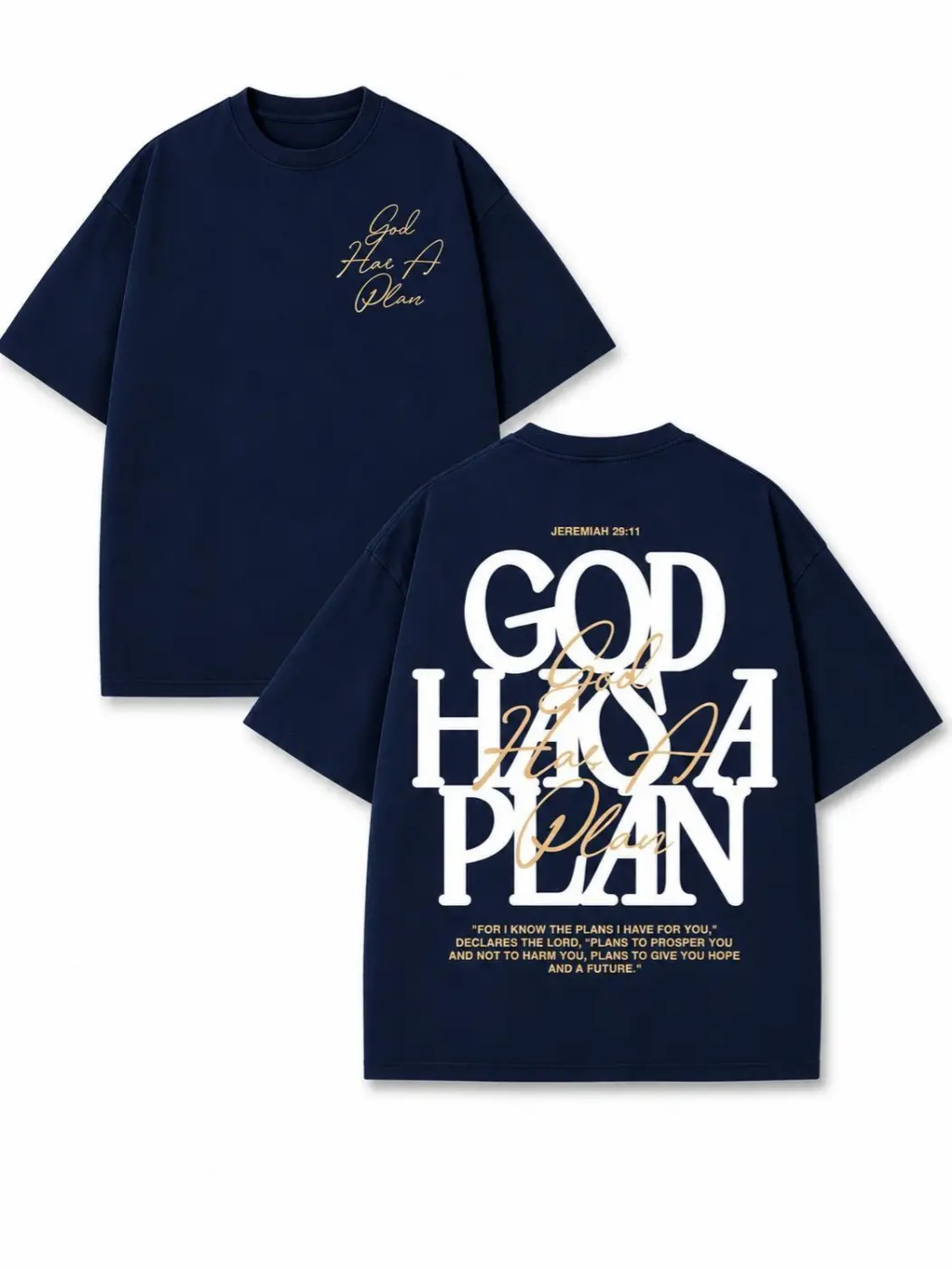 Men's Vintage Washed Black Casual Oversized Double-Sided Tee, Jeremiah 29:11 Bible Verse God Has A Plan Christian Faith Streetwear T-Shirt For Church, Top, Plain Tee Black, Round Neck, Tshirt, Shortsleeve, Menswear, Oversized Fit, Machine Wash, Letter Scr
