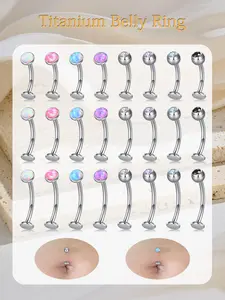 14g G23 Floating Titanium Alloy Belly Button Rings, Solid Titanium Belly Navel Rings, Body Piercing Jewelry for Women Men, Belly Button Jewelry