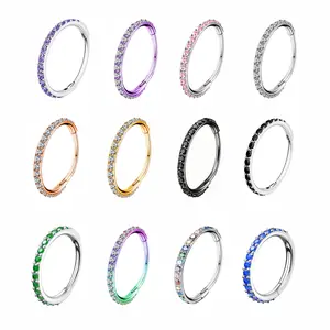 Oufer 20G Hinged Segment Micro Gem Nose Hoop Ring Gift Choice- 316L Stainless Steel