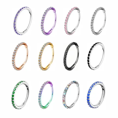 Oufer 20G Hinged Segment Micro Gem Nose Hoop Ring Gift Choice- 316L Stainless Steel