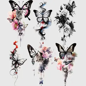 6 Waterproof Butterfly Temporary Tattoo Stickers, Adhesive Realistic Design for Arm Leg Body Art, Perfect for Men Women Parties Events