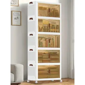 45cm 1/4layer Extra Large Folding Storage Cabinet - Plastic Storage Bins With Lids, Collapsible Stackable Containers With Wheels, Storage Lockers, Foldable Organizer System For Closet, Bedroom, Office, Kitchen Organizers And Storage, Room Decor