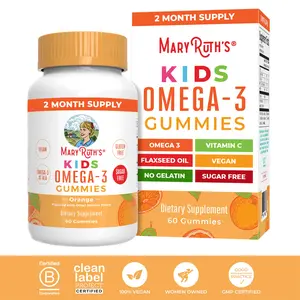 MaryRuth's Kids Omega 3 Gummies - 2 Month Supply - Sugar Free - Omega 3 Supplement with Vitamin C - Flaxseed Oil - Immune Support - 60 Count