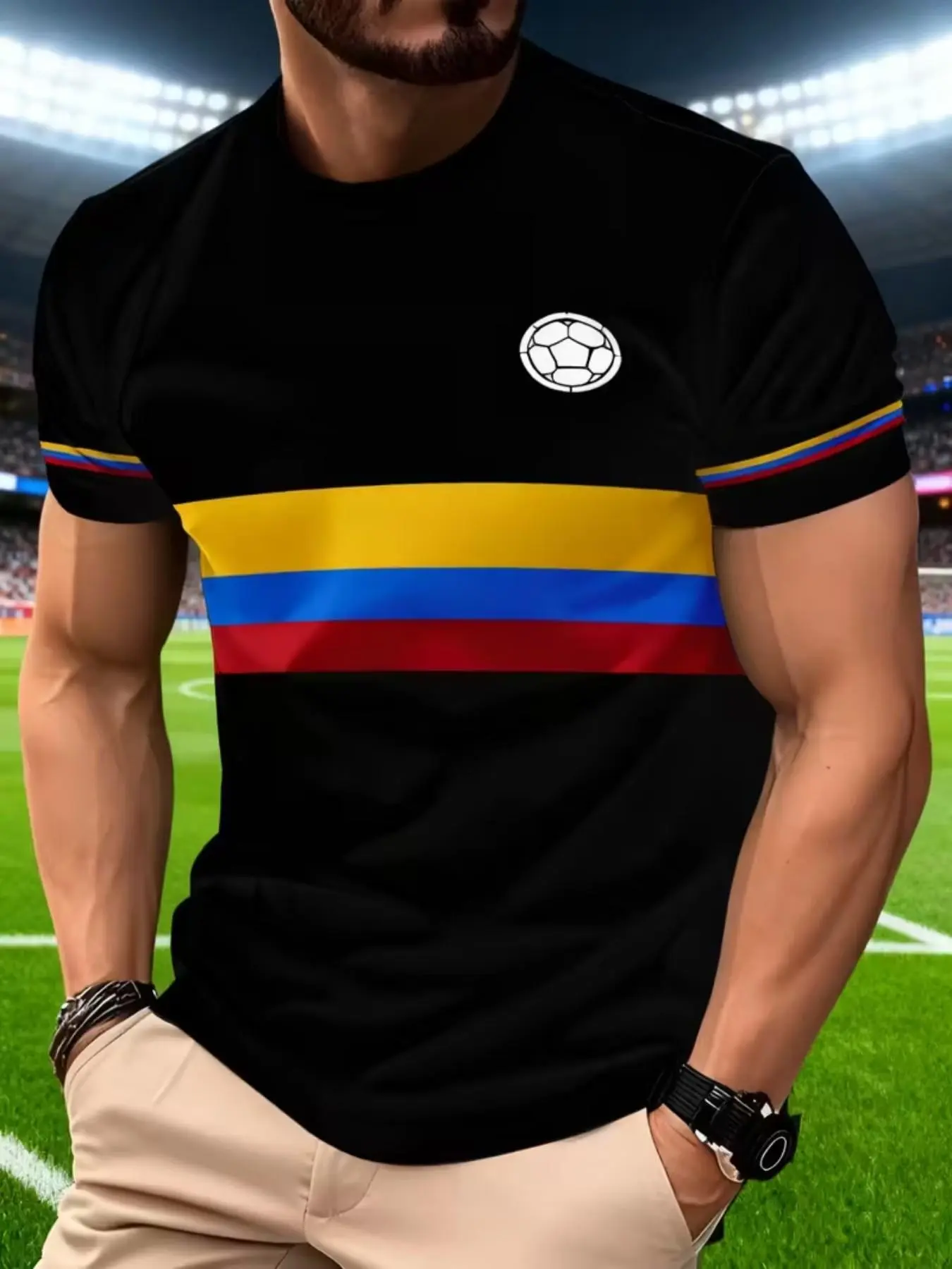 Men's 3D Digital Print Breathable T-Shirt Menswear, Moisture-Wicking Quick-Dry Fabric, Fitted Short Sleeve for All Seasons Casual Outdoor Leisure