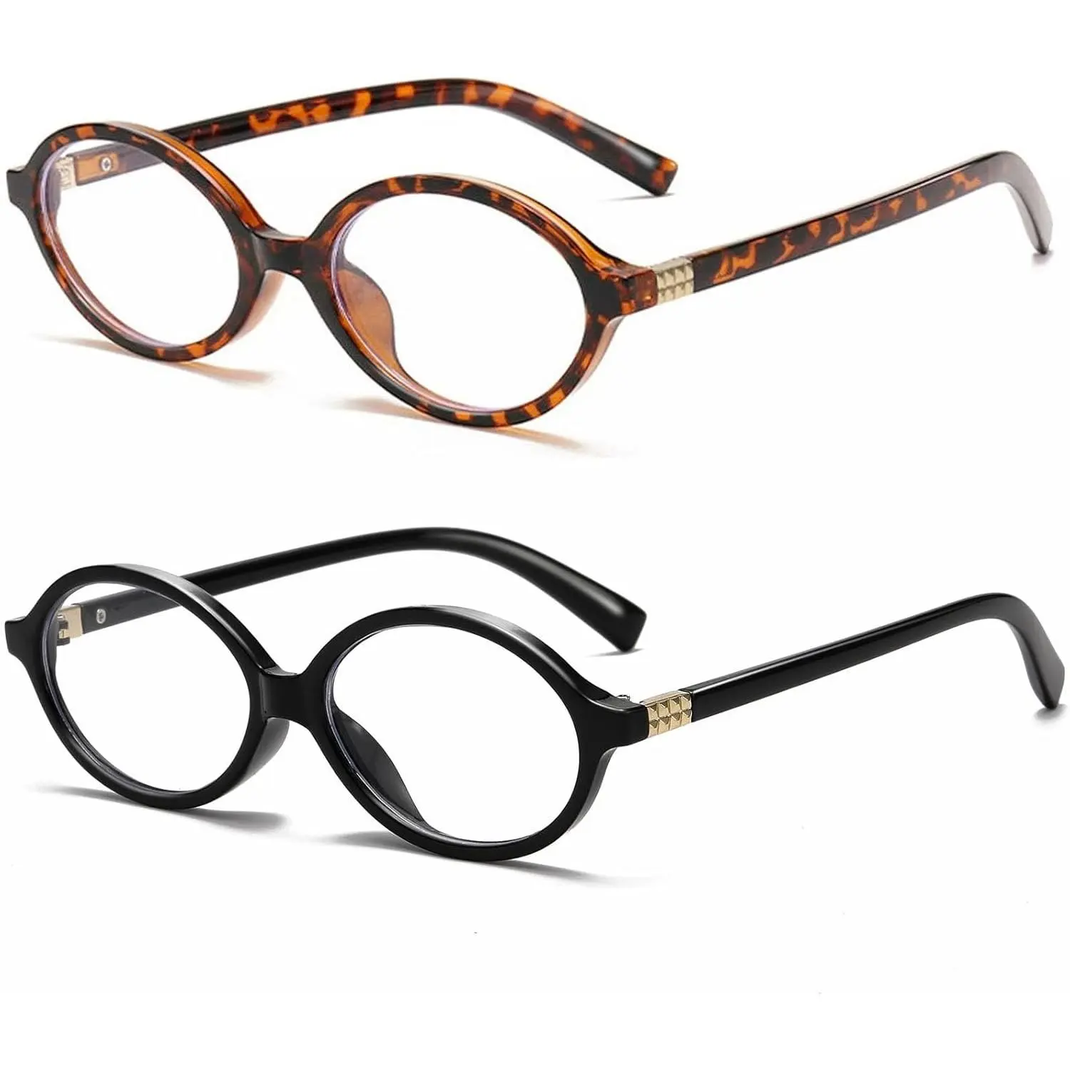 Fashion Oval Glasses for Women Men Retro Round Tortoise Frame Blue Light Glasses Nerd Eyeglasses