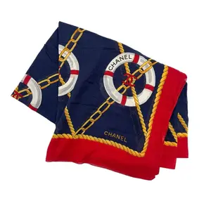 Pre-owned CHANEL Cotton Scarf XLARGE SHAWL CHAIN MARIN PATTERN MULTICOLOR
