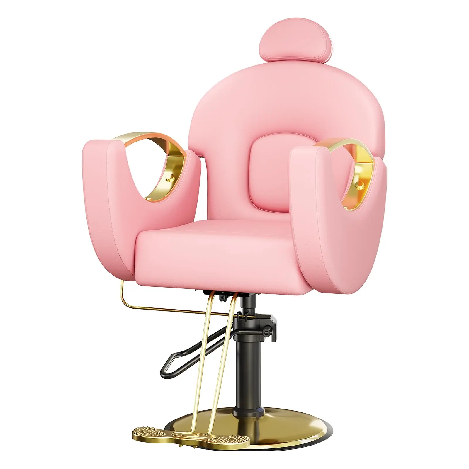 Garvee Barber Salon Chair, Heavy Duty Hydraulic Barber Chair, 360° Swivel Reclining Salon Chairs with Height Adjustable Pump, 330 LBS Capacity for Professional Hair Stylists, Barbershop & Spa Use, Pink