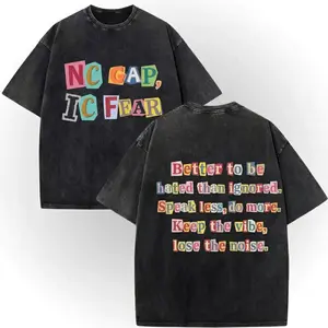 "No Cap No Fear" Vintage Wash Oversized Graphic Tee! Edgy Y2K Streetwear Statement Shirt. Speak Less Do More!