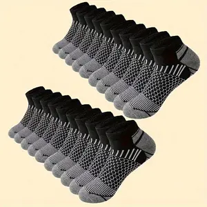 20 Pairs Men's Low-Cut No-Show Socks All-Season Breathable Athletic & Casual Crew Socks with Arch Support Moisture-Wicking Quick-Dry Technology Multi-Color Pack Navy Light Grey Durable Polyester for Sports Gym Casual Attire Bulk Va Menswear Activewear