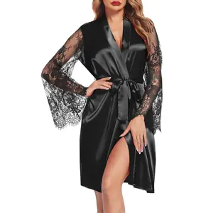 Women'S Satin Kimono Robe for Bridesmaid and Bride Wedding Party Getting Ready Short Robe