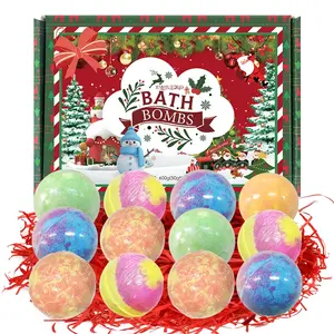 12-Piece Christmas Bath Ball Gift Set, Bath Bomb, Multi-Pack Solid Ingredients, Moisturizing & Long-Lasting Scent, Ideal for Women & Young Adults