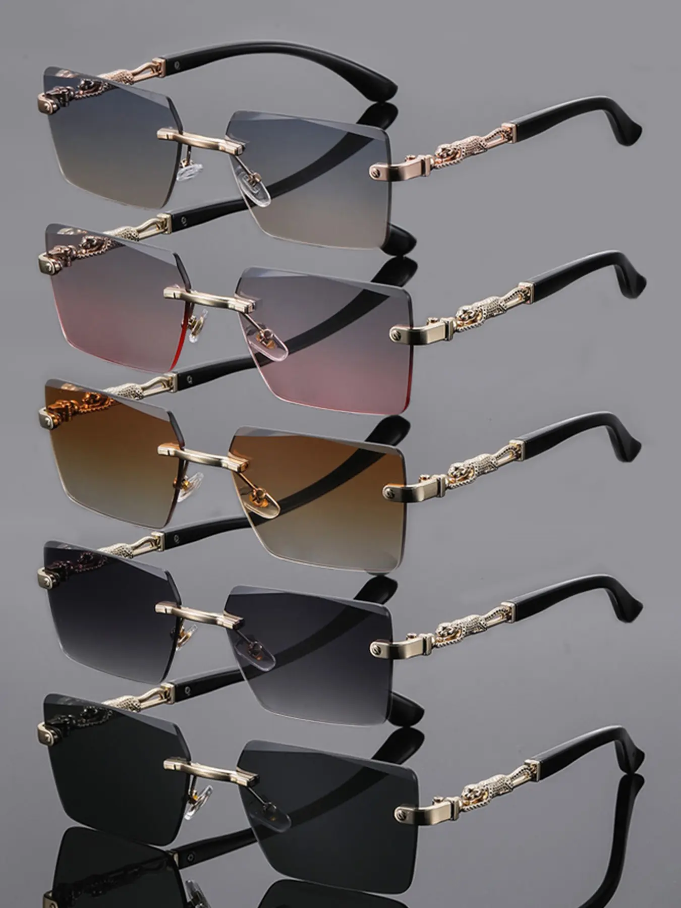 Y2K Men's Square Frameless Fashion Glasses, Leopard Print Design, Unisex Photo Props, Perfect for Parties and Summer, Trendy Square Sunglasses, Trendy Casual Sunglasses, Cool Glasses, Party Sunglasses, Fashionable Sunglasses