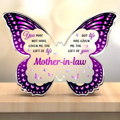 Butterfly Acrylic Plaque Gift for Mother-in-Law - Mother's Day, Birthday & Christmas Present from Daughter-in-Law，Decoration Items