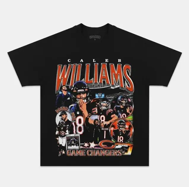 Youth and Adult Caleb Williams Bears Shirt, Vintage Chicago Football Graphic Tee, Retro Game Day T-Shirt, Soft Cotton Unisex Sports Fan Gift