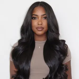 CurlyMe Pre-Styled Butterfly Cut Layered 250% Density U Part Natural Black Yaki Straight Human Hair Wigs