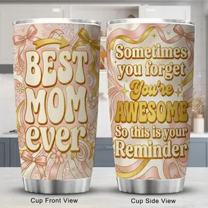 Best Mom Ever 20oz Stainless Steel Tumbler, Personalized Travel Mug for Car, Mother’s Day & Birthday Gift for Mom