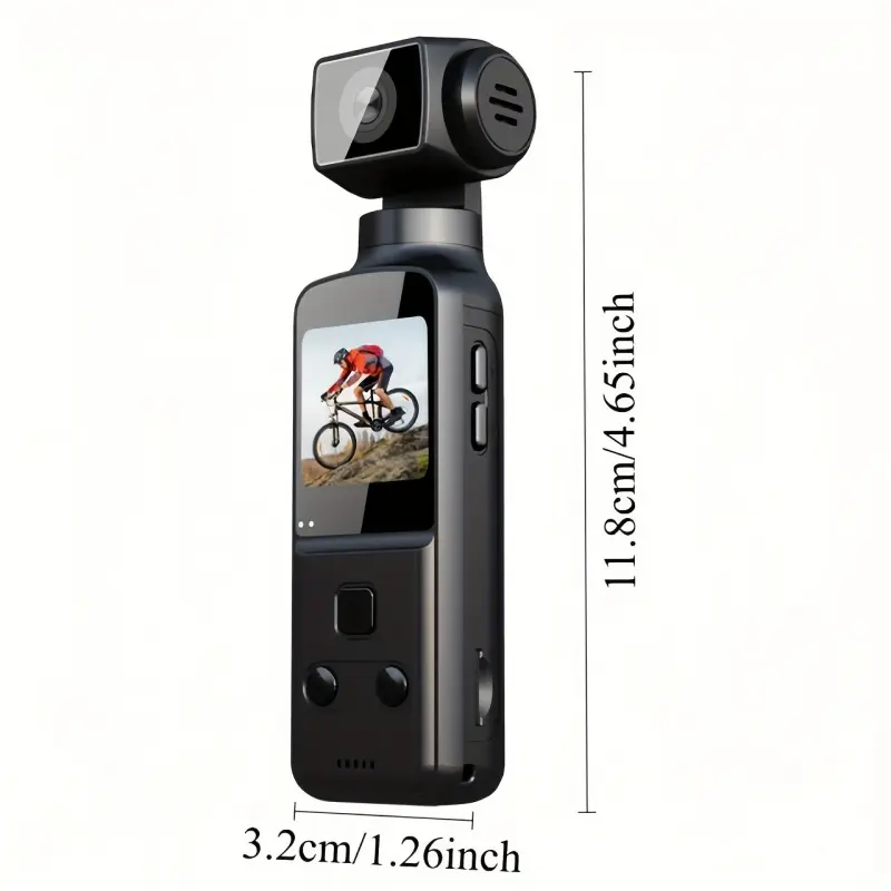4K Video Camcorder, HD Video Recorder, Portable Handycam with 270° Viewing Angle, 1.33" CMOS, USB Charging, Rechargeable Vlogging Kit, Handheld Stabilizer, Pocket Action Camera Gimbal, SD Card Compatible, Video Blog Kit
