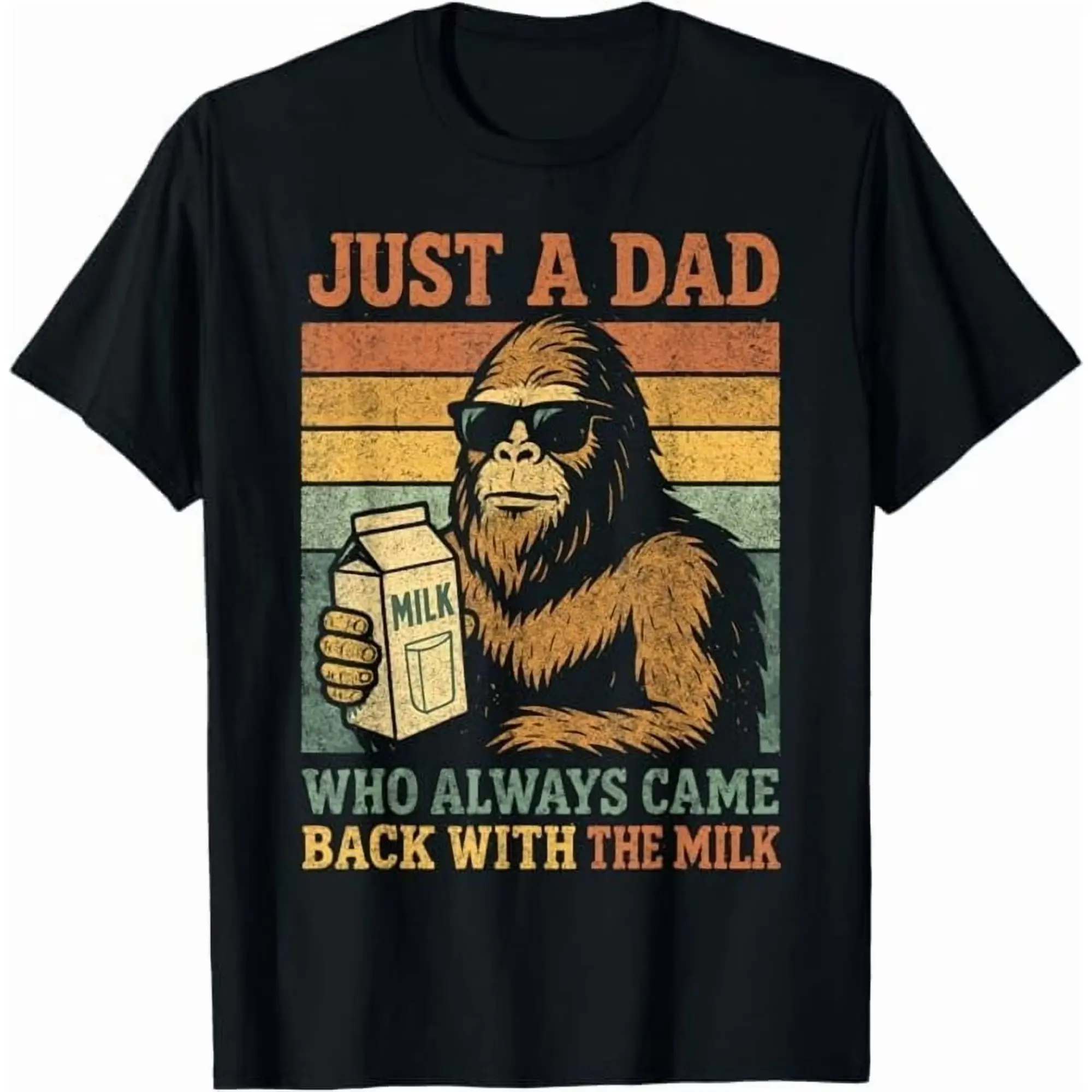 Men's "Dad Came Back with The Milk" Graphic T-Shirt - Soft Short Sleeve Round Neck Top, Relaxed Fit, Funny Father's Day Mens Gifts