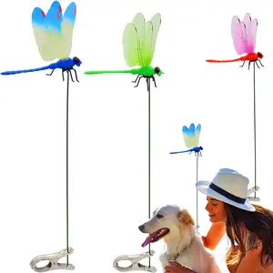 Outdoor Decoration Dragonfly Clip 3D Simulation Realistic Garden Hat Clip Natural Organic Deterrent for Insects 24cm Length