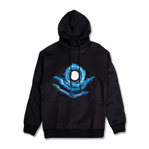 TheMoonAndPenny Moon Graphic Hoodie Black Pullover Hoodie Small Galaxy  | 0508